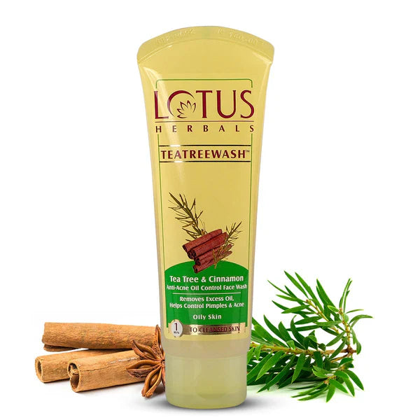 Lotus Herbals TEATREEWASH Tea Tree & Cinnamon Anti-Acne Oil Control Face Wash 80gm