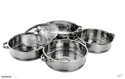 Steamers 4 Layer Stainless Steel With Glass Lids