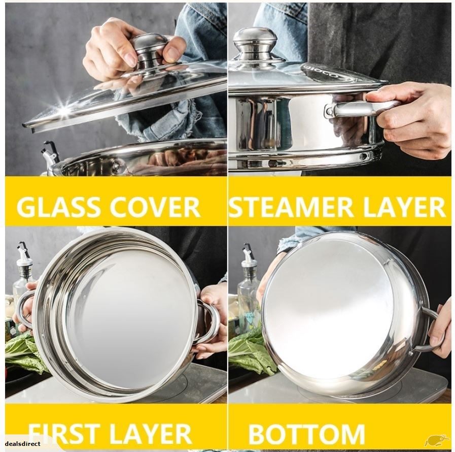 Steamers 4 Layer Stainless Steel With Glass Lids