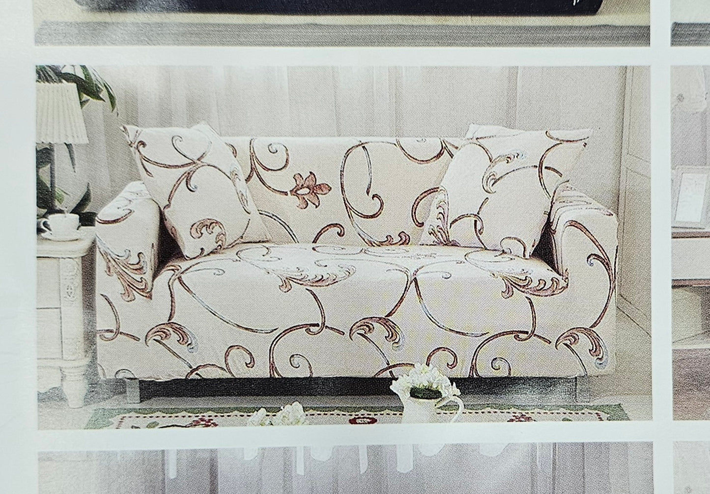 Beige Pattern Sofa Cover Type 24