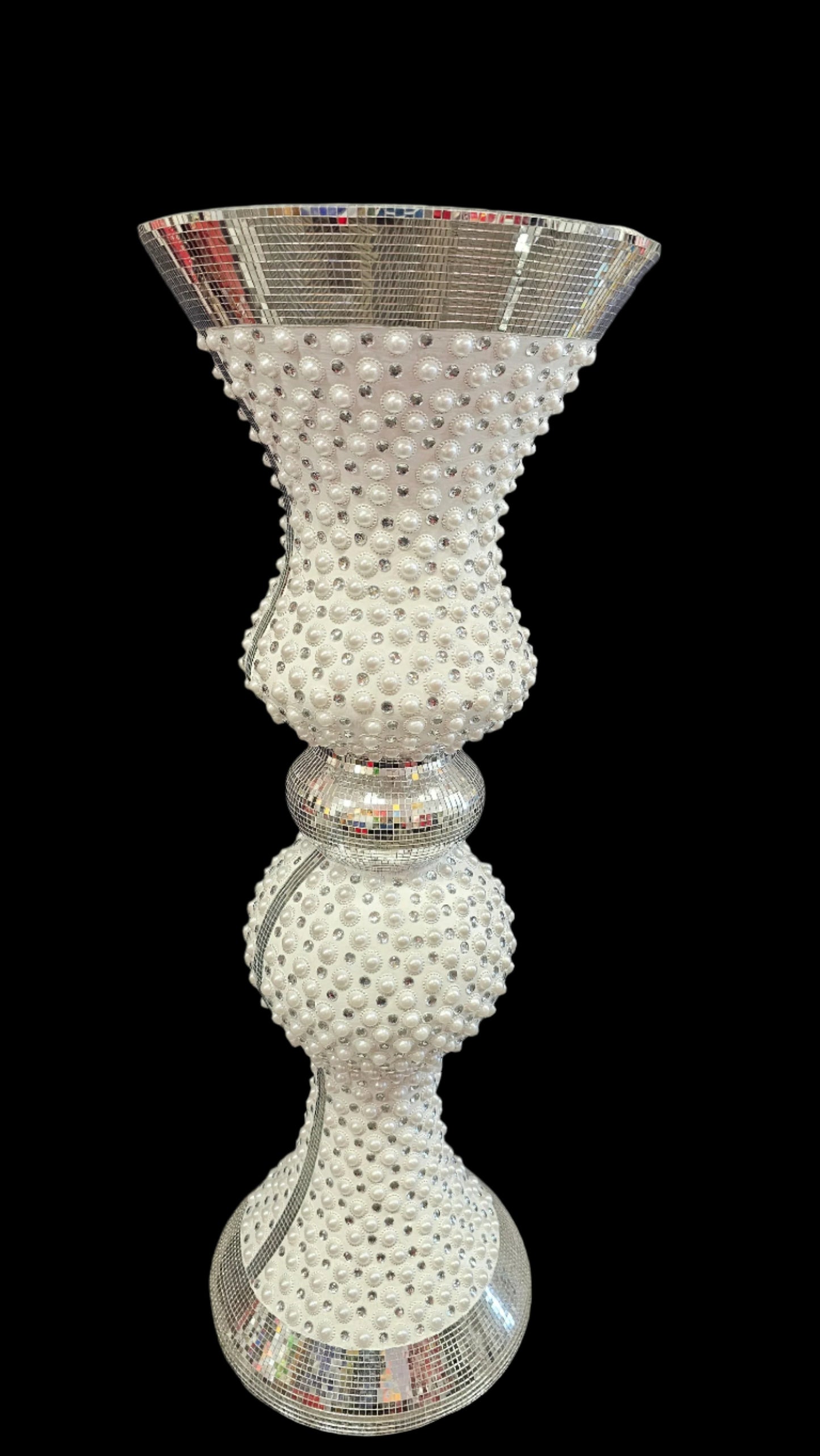 Elegant Vase White and Silver Pot Shape 100cm