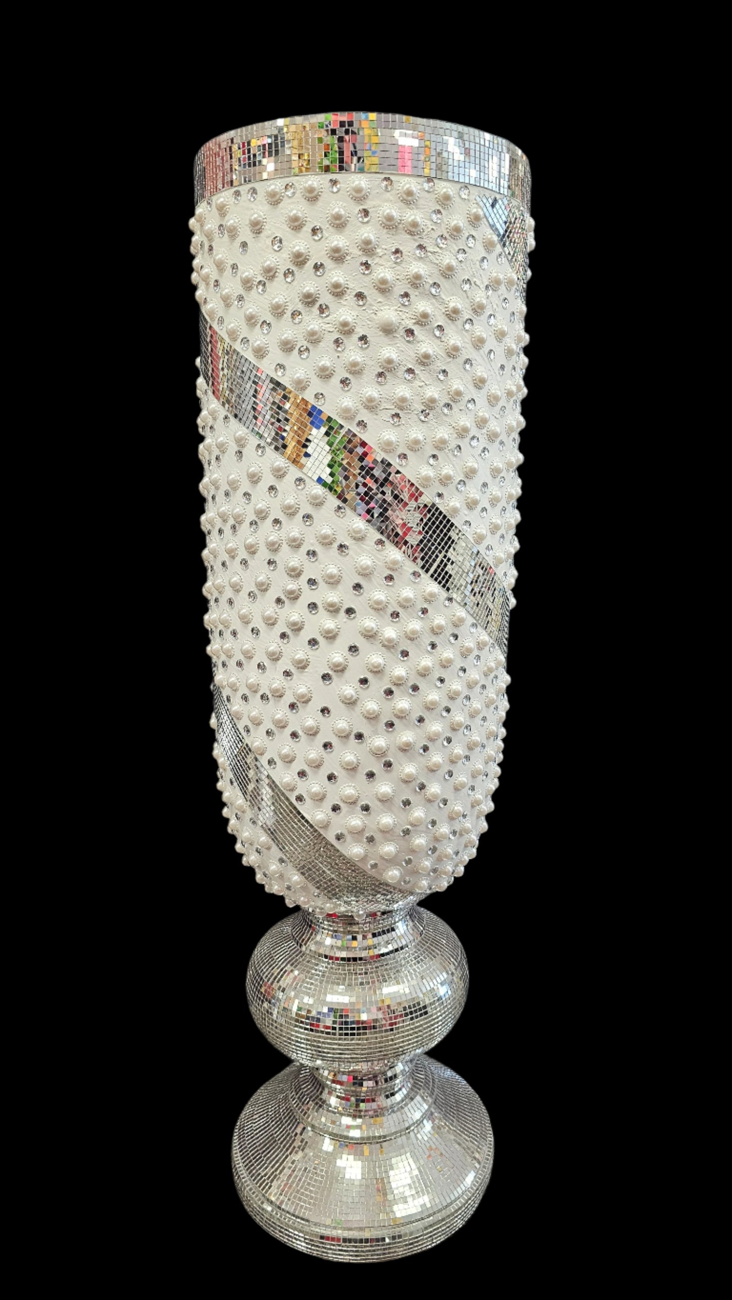 Elegant Vase White 'n Silver 100cm