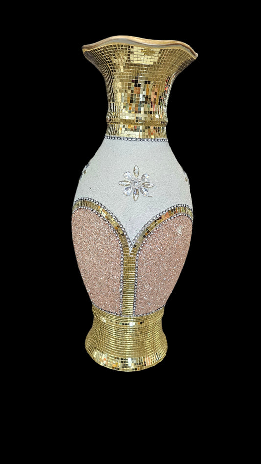 Elegant Vase White Gold 'n Rose Pink