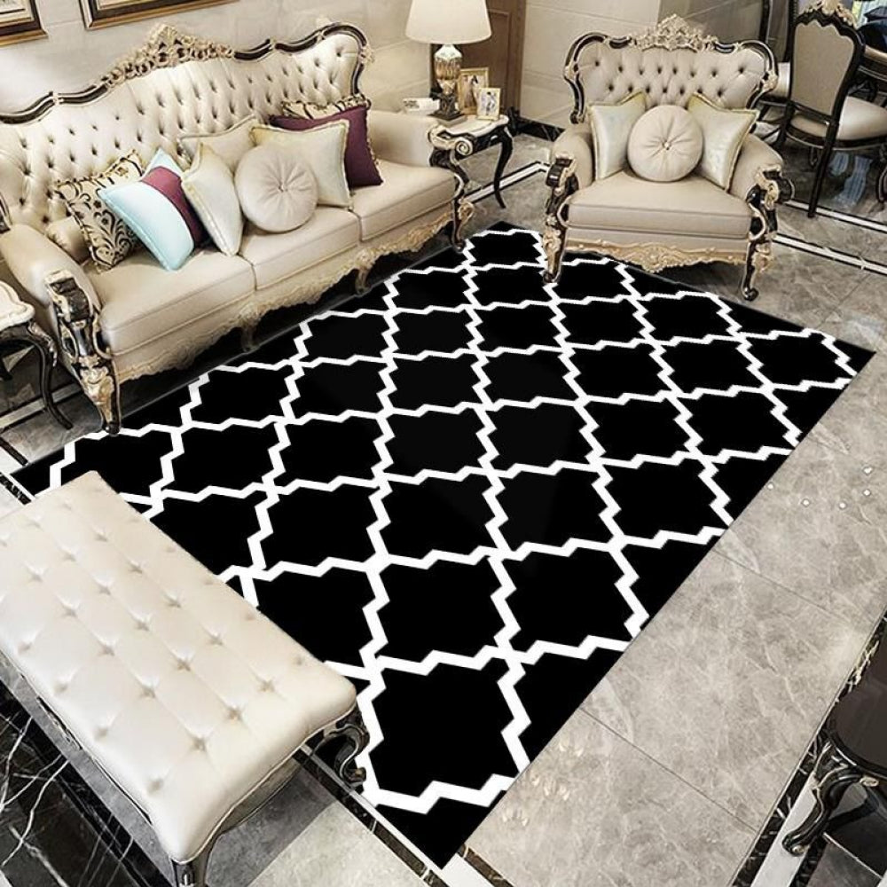 Modern Black with White Pattern Rug Type 8