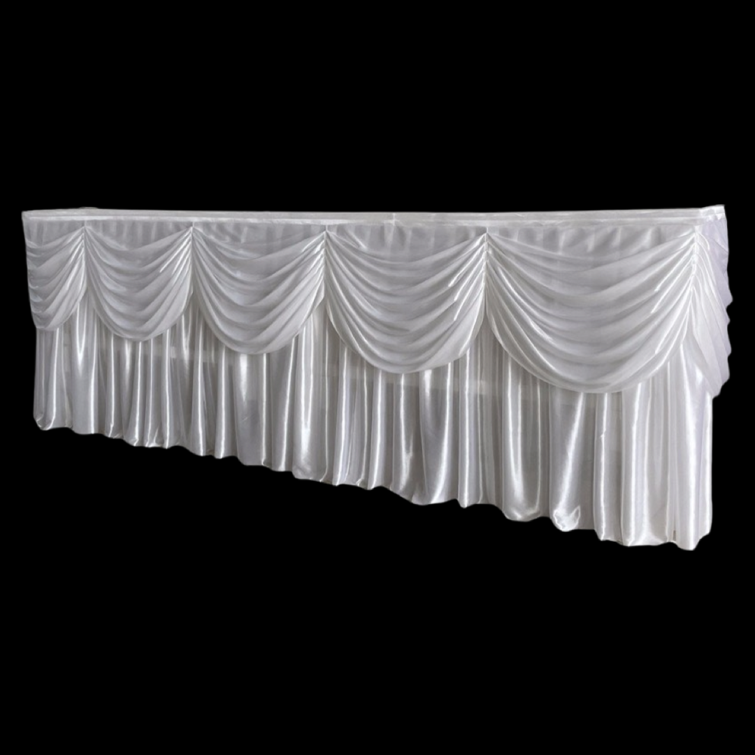 Ice Silk Table Skirt With Swag 600cm X 80cm