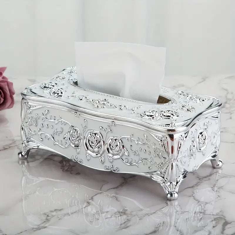 Rose Embossed Tissue Box, Luxurious Elegant Design Tissue Holders