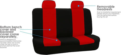 Car Seat Covers Red & Black  - Fabric