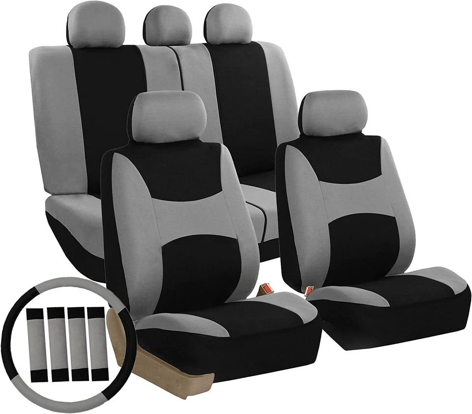 Car Seat Covers Grey & Black - Fabric