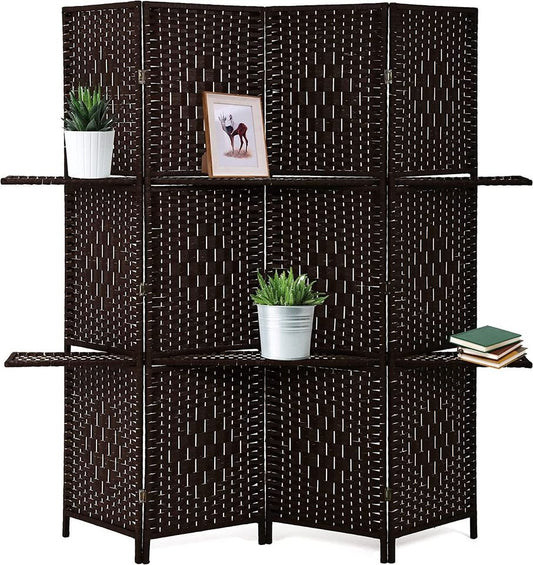 Room Divider 4 Panel With Shelves