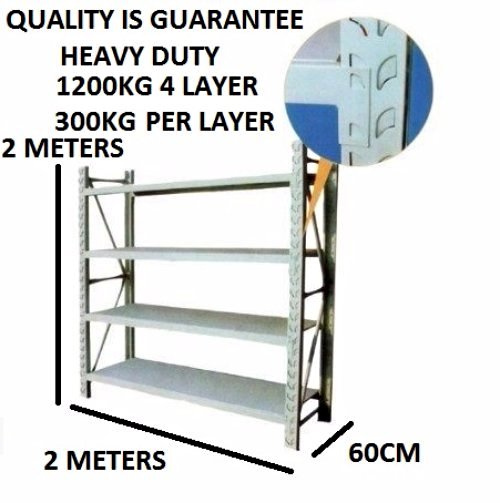 4 Tier Heavy Duty Shelving Rack 2.0m Commercial Shelves 1200kg / 300kg per Shelf