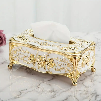 Rose Embossed Tissue Box, Luxurious Elegant Design Tissue Holders