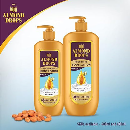 Bajaj Almond Drops Nourishing Body Lotion I Long Lasting Moisturization I Almond Oil & Vitamin E 400ML