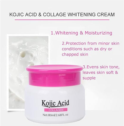 Kojic Acid Facial Whitening Cream, Moisturizing Whitening Facial Cream Collagen Face Cream