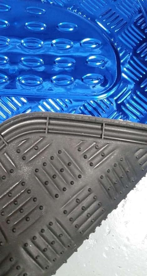 4-Piece Blue Rubber/Aluminium Look Car Mat