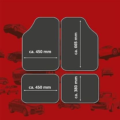 4-Piece Black Rubber/Aluminium Look Car Mat