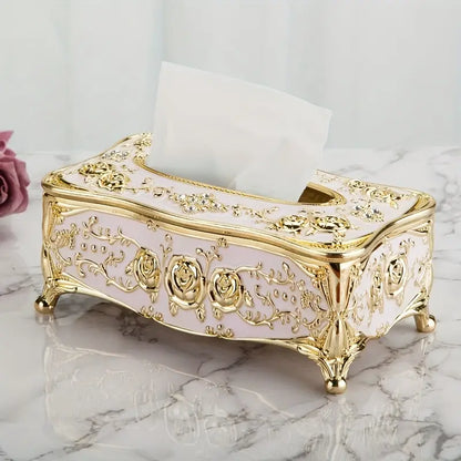 Rose Embossed Tissue Box, Luxurious Elegant Design Tissue Holders