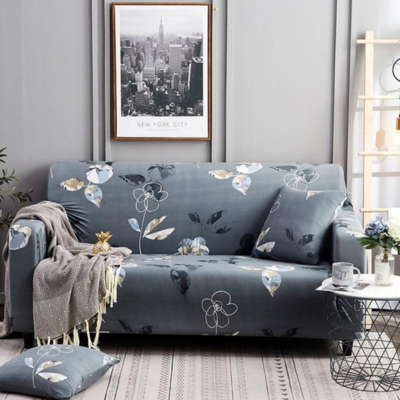 Blue Floral Sofa Cover Type 14 - 2 Seater