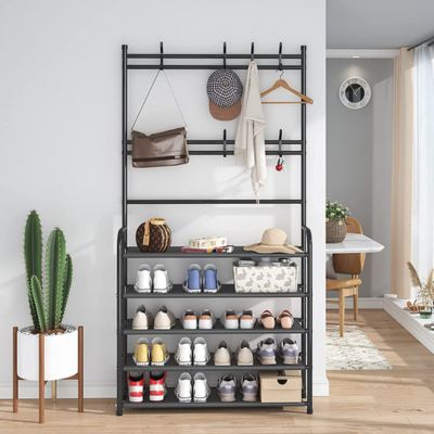 Shoe and Hat Storage 5 Layer Rack Black