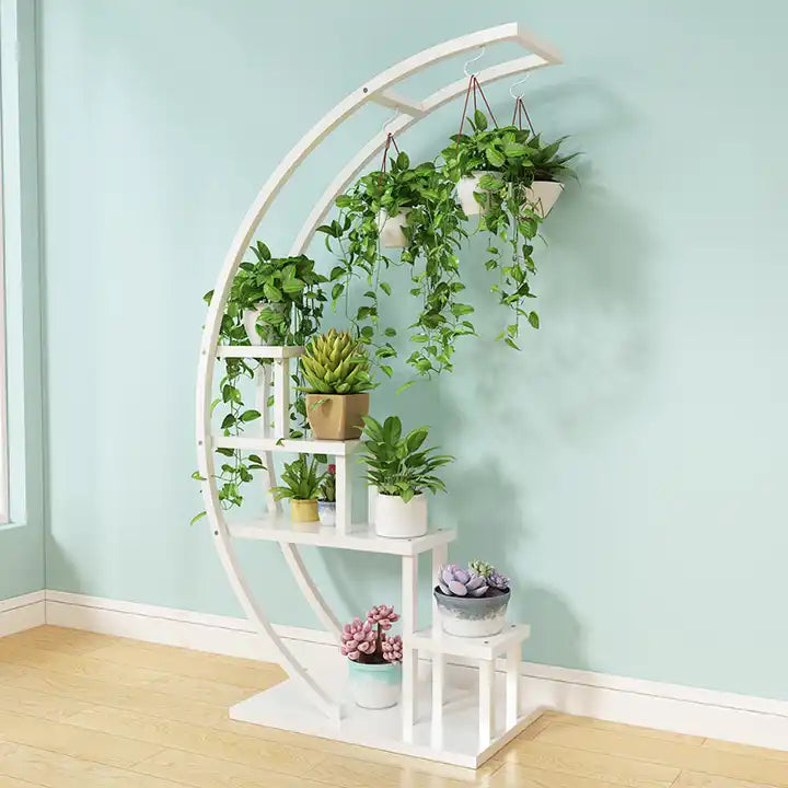 wooden crescent shaped Steel Metal Flower Display Stand