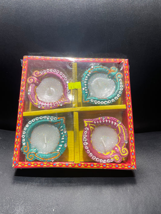 Diya Set of 4 wax filled