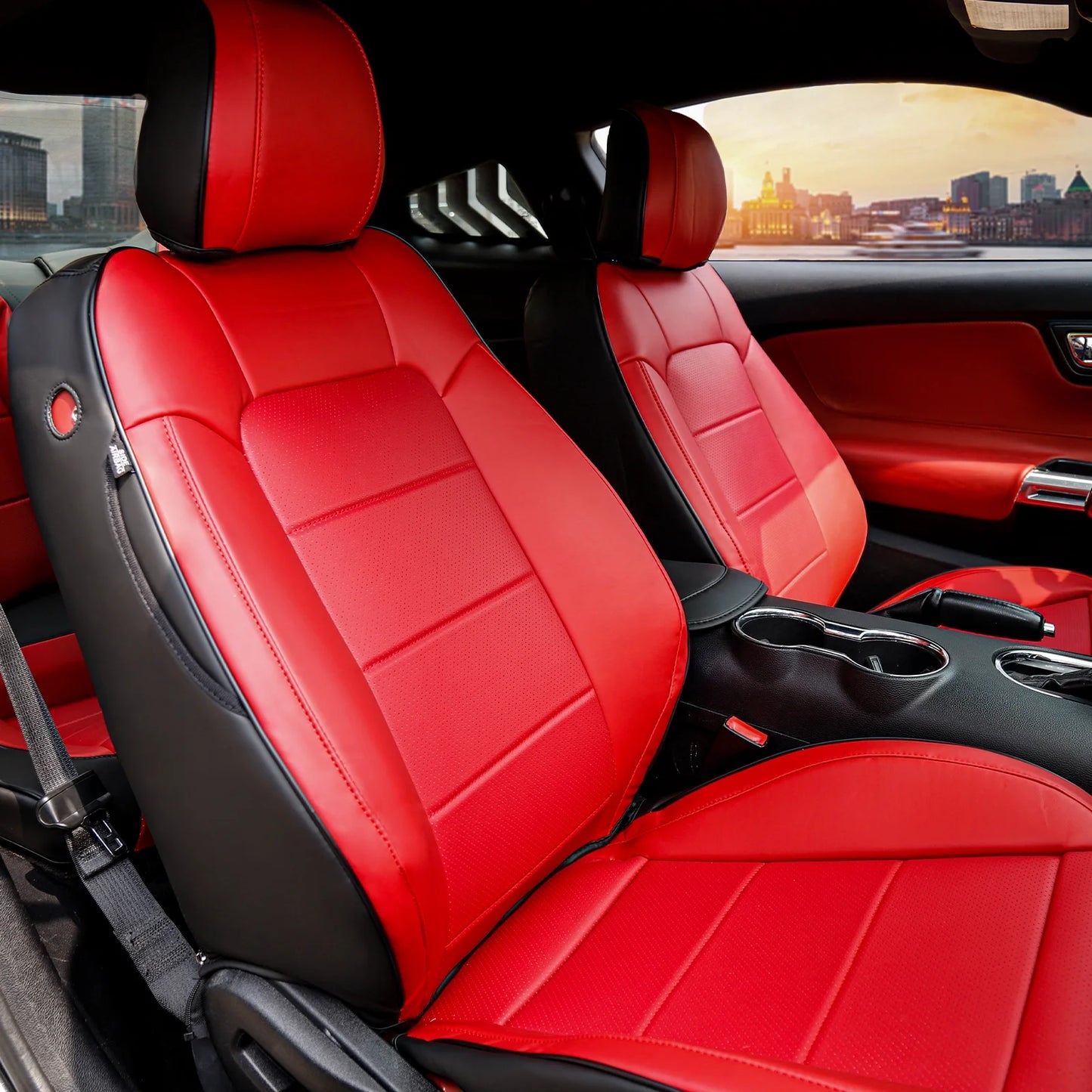 Leather Car seat Cover - Red & Black