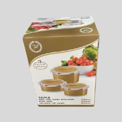 3pc Casserole Set Square Gold