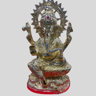 Ganesh Silver and Gold Statue - 19 by 33 cm