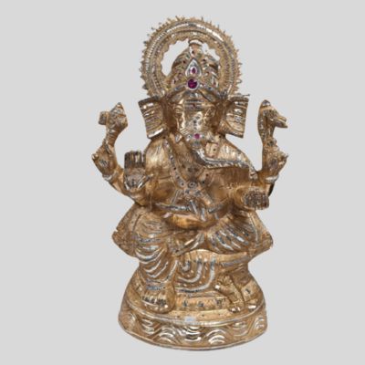 Ganesh Silver and Gold Statue - 32 by 64 cm