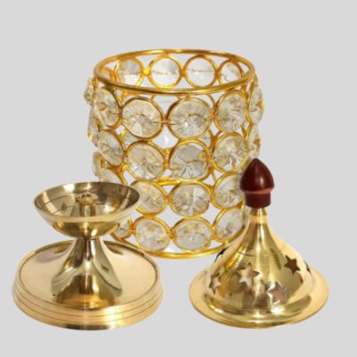 Crystal Deep Diya Lantern 13cm