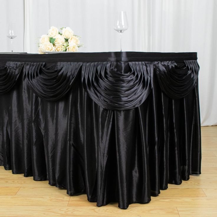 Ice Silk Table Skirt With Swag 600cm X 80cm