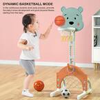 Blue 3-in-1 Kids Basketball Hoop Set Stand with Ring Toss, Basketball and Football, Kids Gift