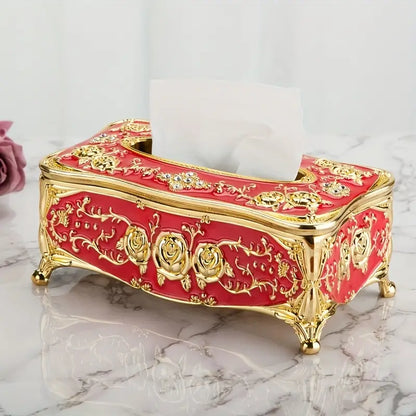 Rose Embossed Tissue Box, Luxurious Elegant Design Tissue Holders