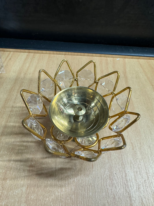 Golden Diwali Diya With Pearls