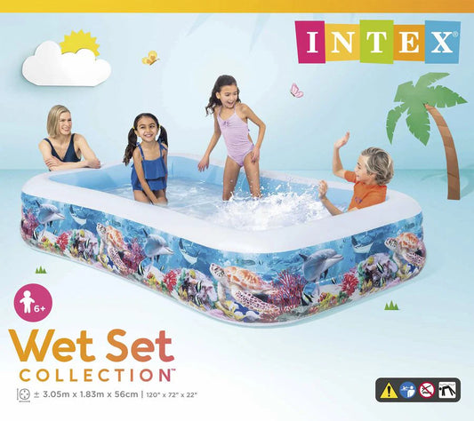 Intex Inflatable Swimming Pool Rectangle Sea Life