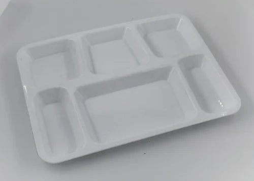 Compartment Plate White - Rectangular White Acrylic 6